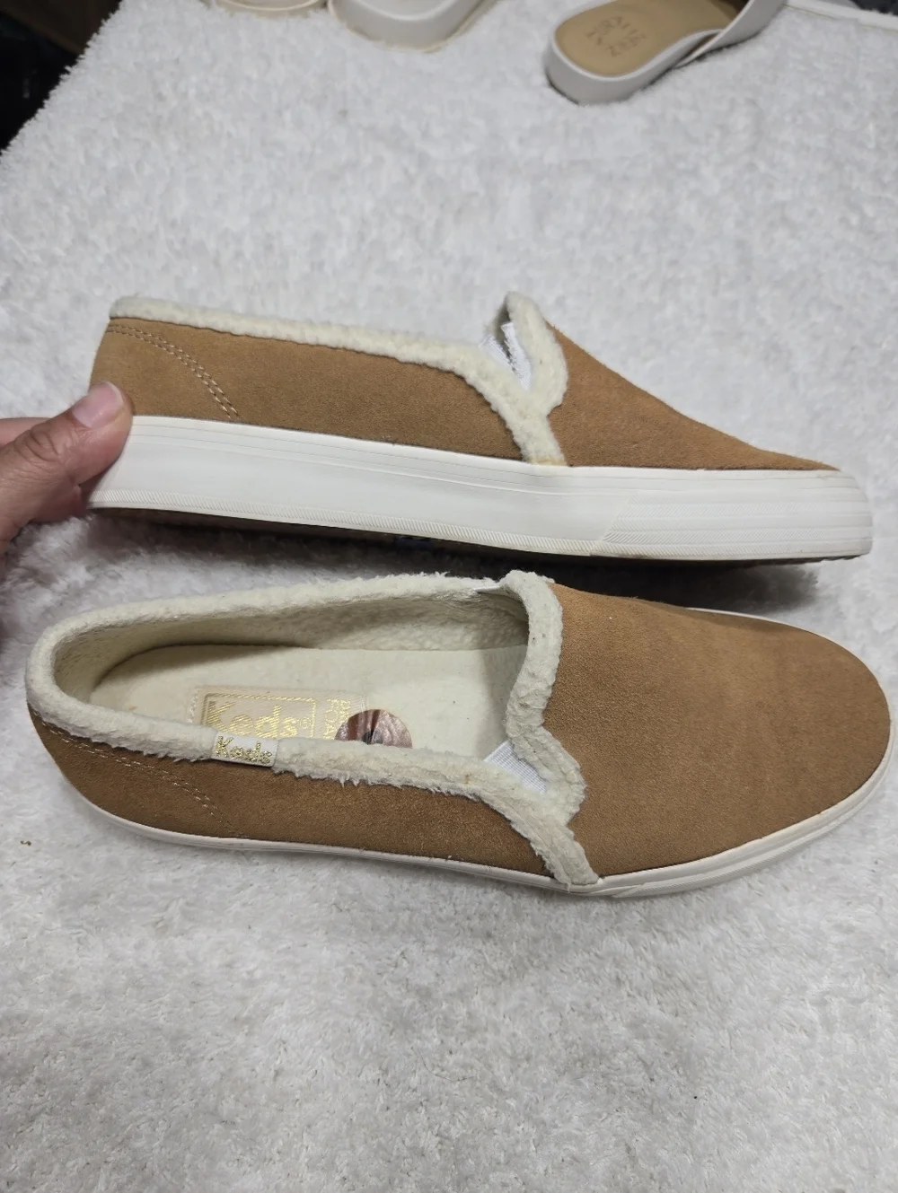 Keds® Double Decker Suede Slip-On Sneakers Tan Sz 8